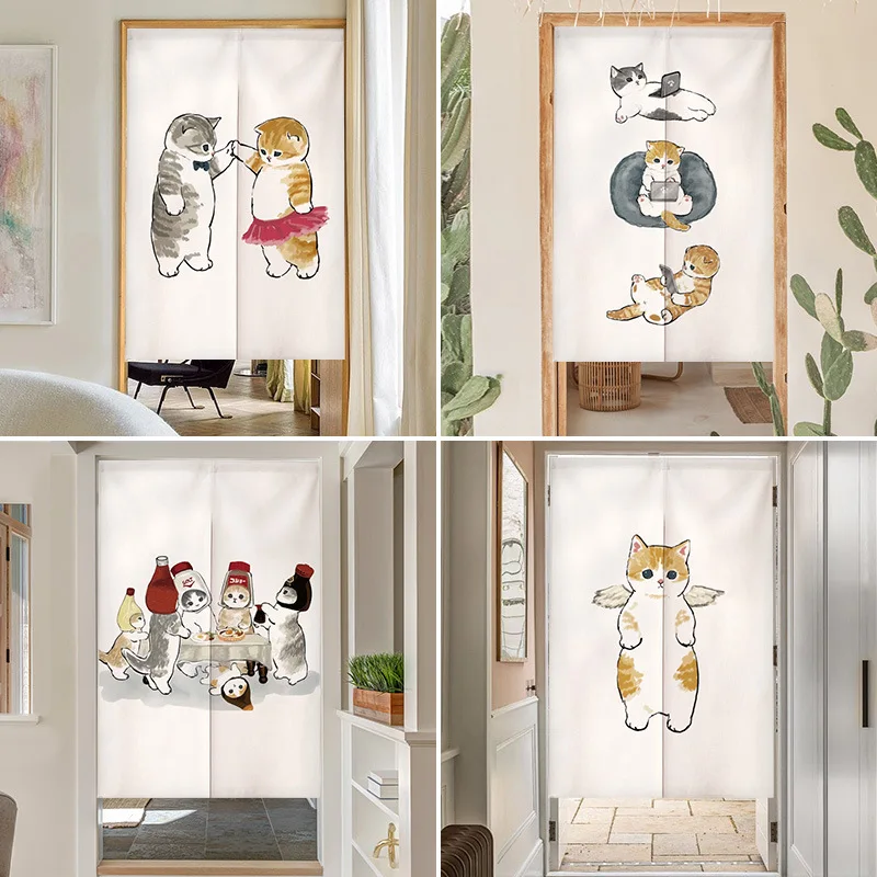 Noren Curtain Doorway - Divertente Tenda Giapponese Noren con Gatti,
