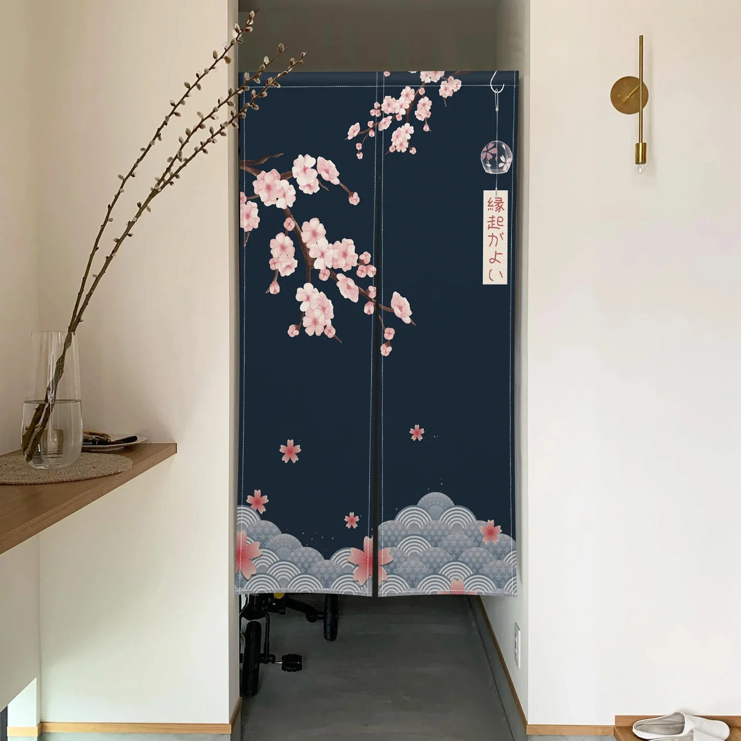Noren Curtain Doorway - Tenda per porta con fiori di
